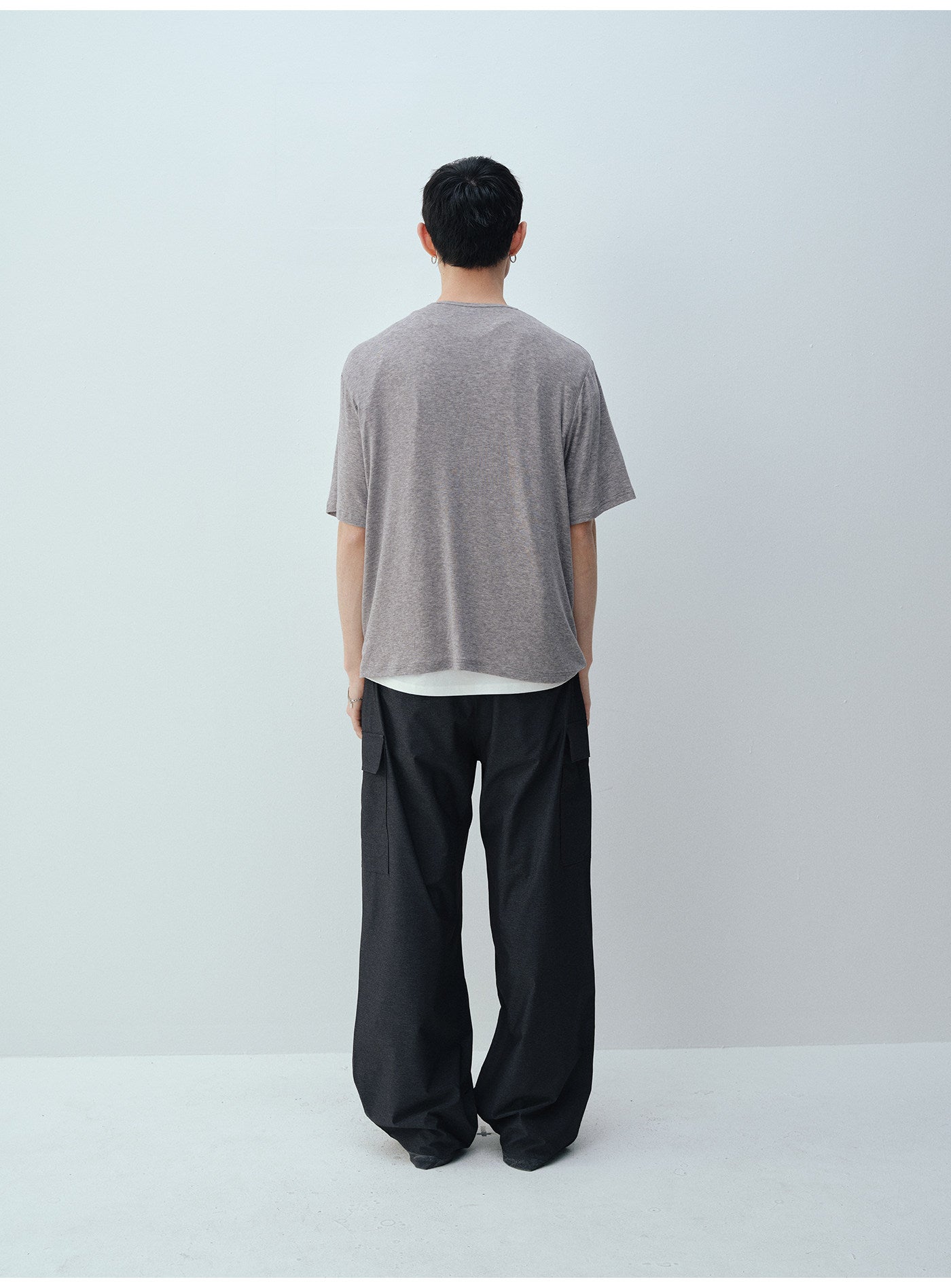 Button-down Collarless T-shirt