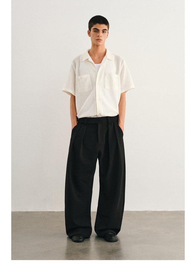 Pleated silhouette casual pants