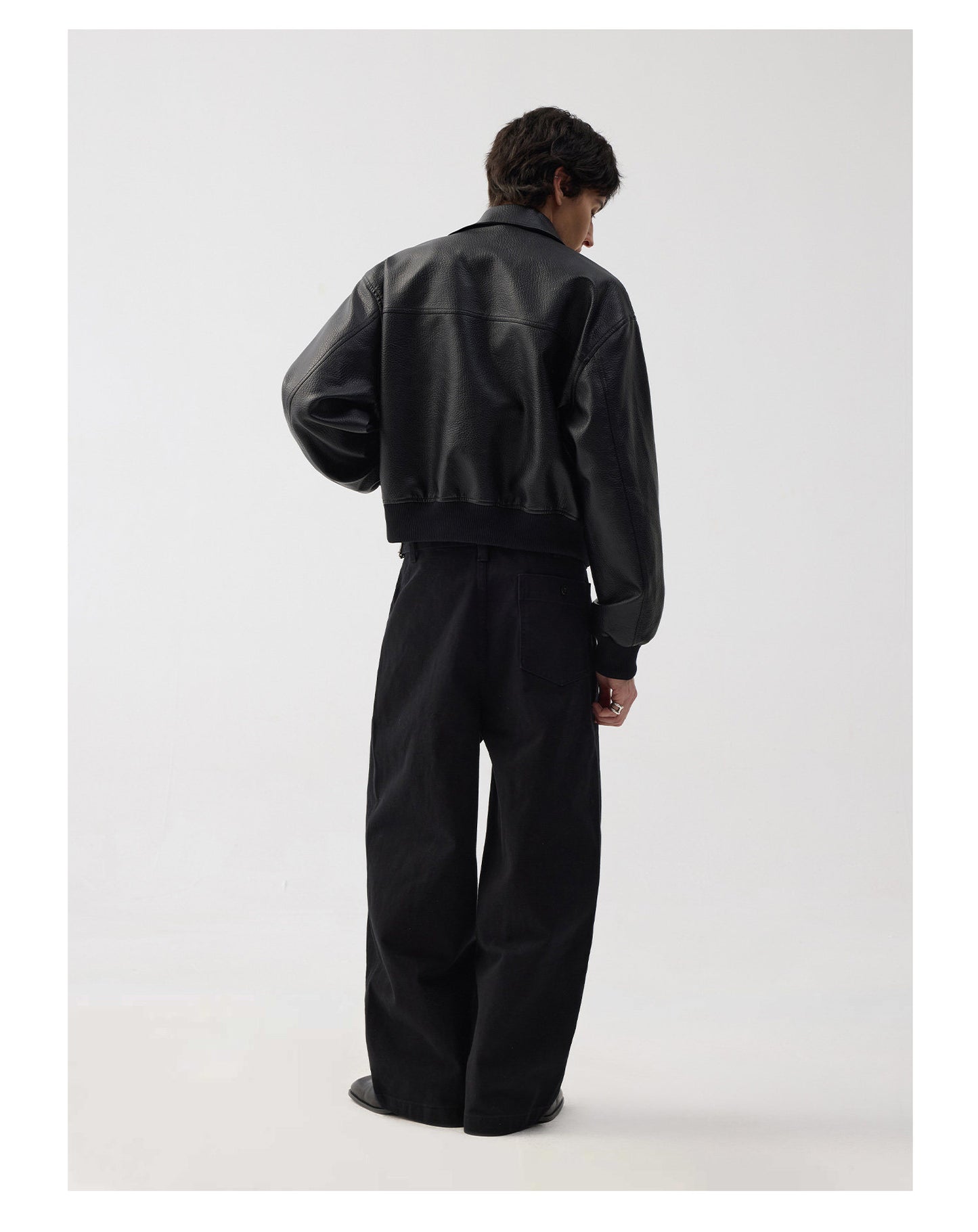 PU Short Wide Leather Jacket