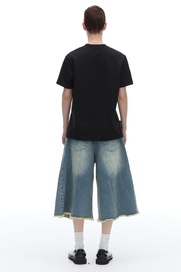 Raw Edge Casual Denim Pants