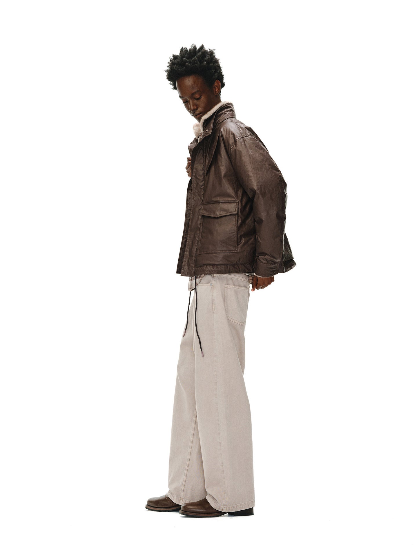 Coated Fur Collar Jacket