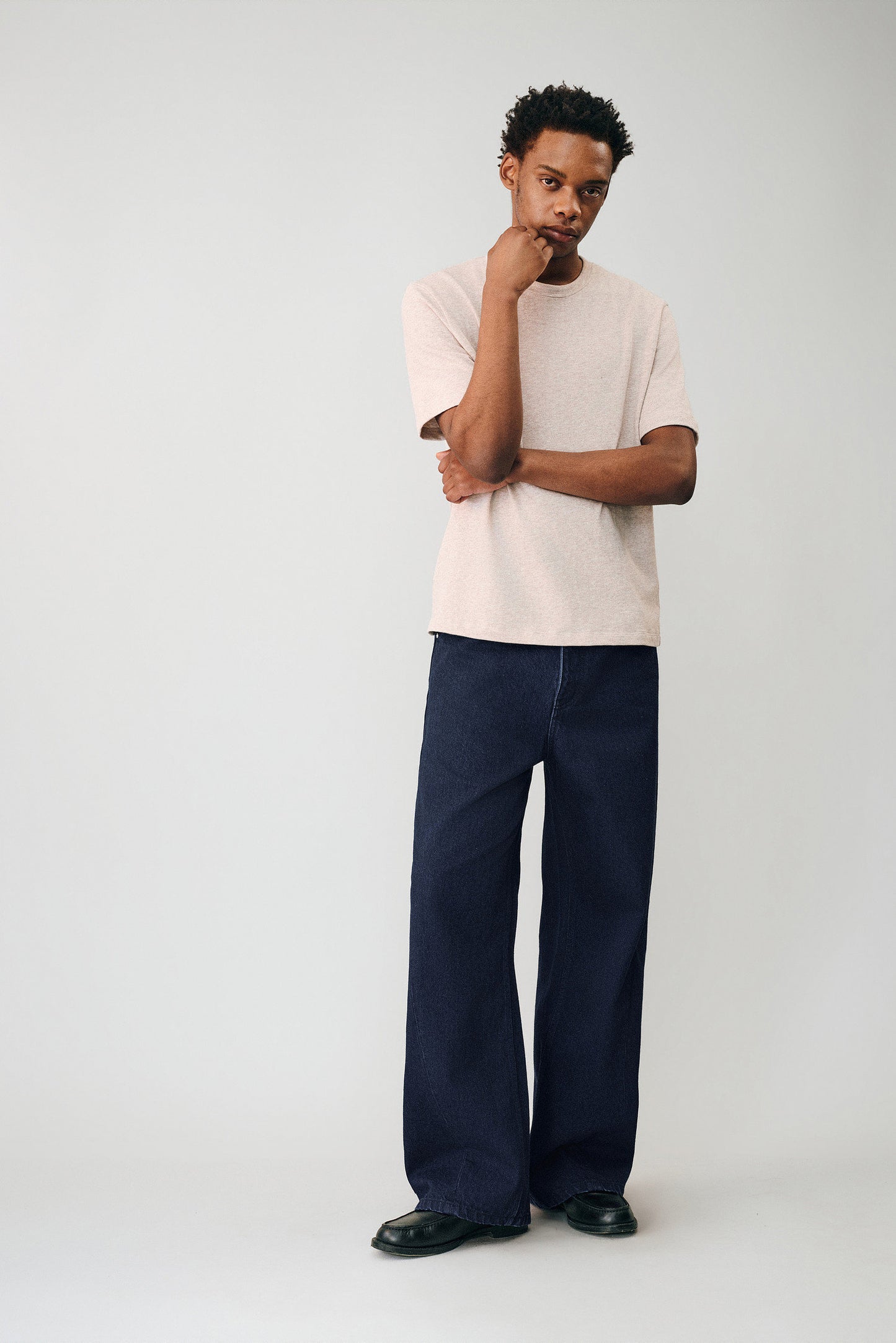 Diagonal Stitching Denim Pants