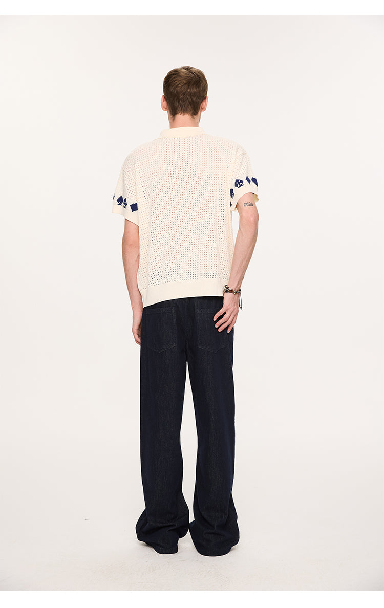 Boxy Knit Polo Shirt