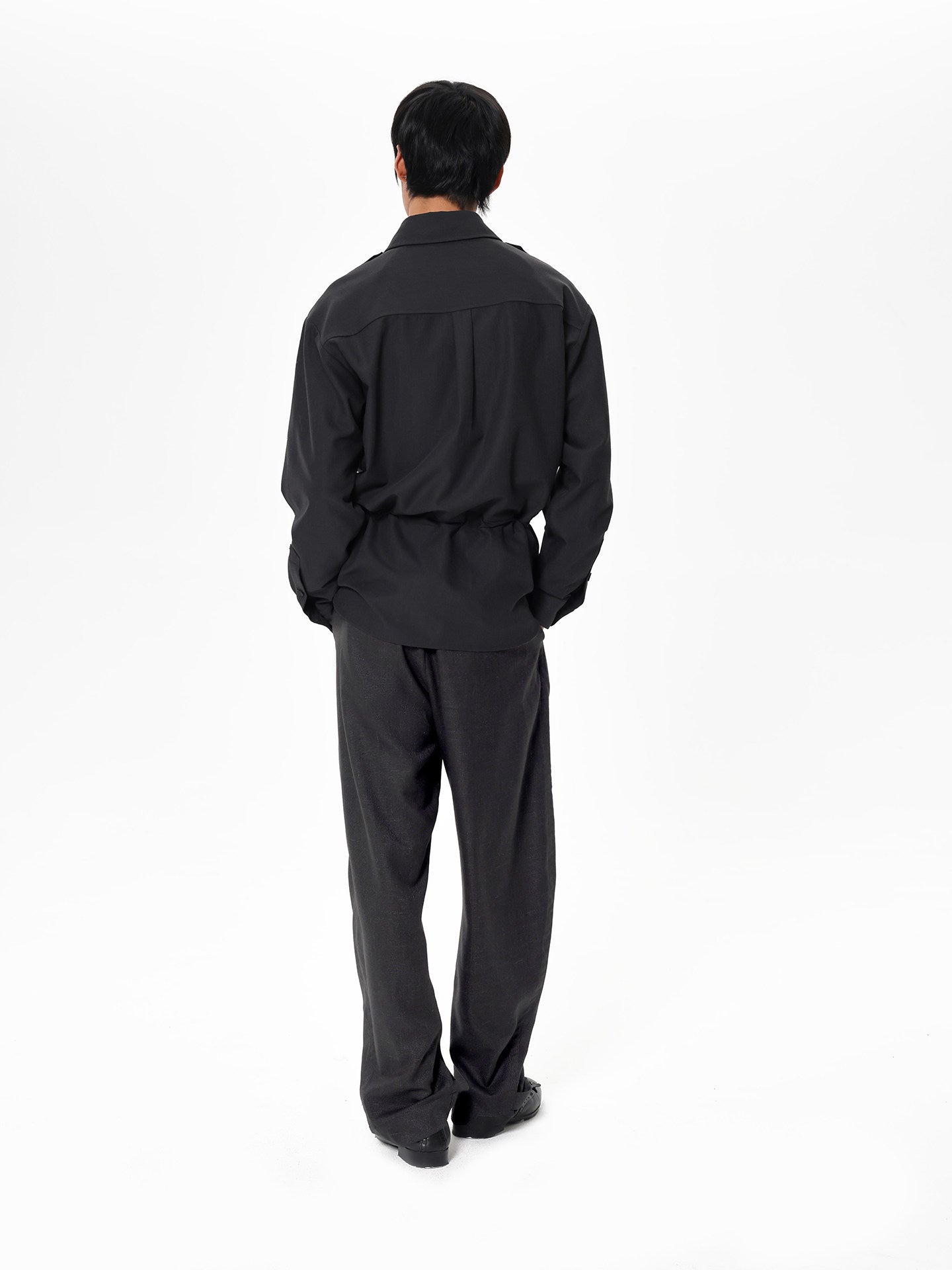 Linen-textured Casual Pants
