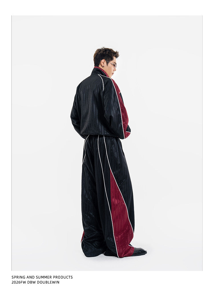 Color-Blocked Sporty Casual Pants Set