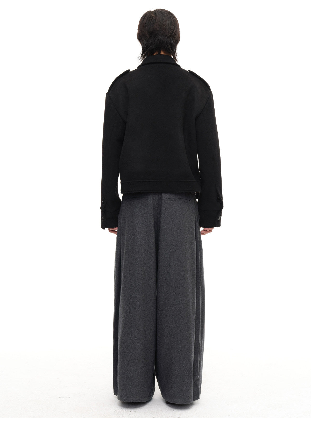 Webbing Shoulder Tapered Wool Jacket