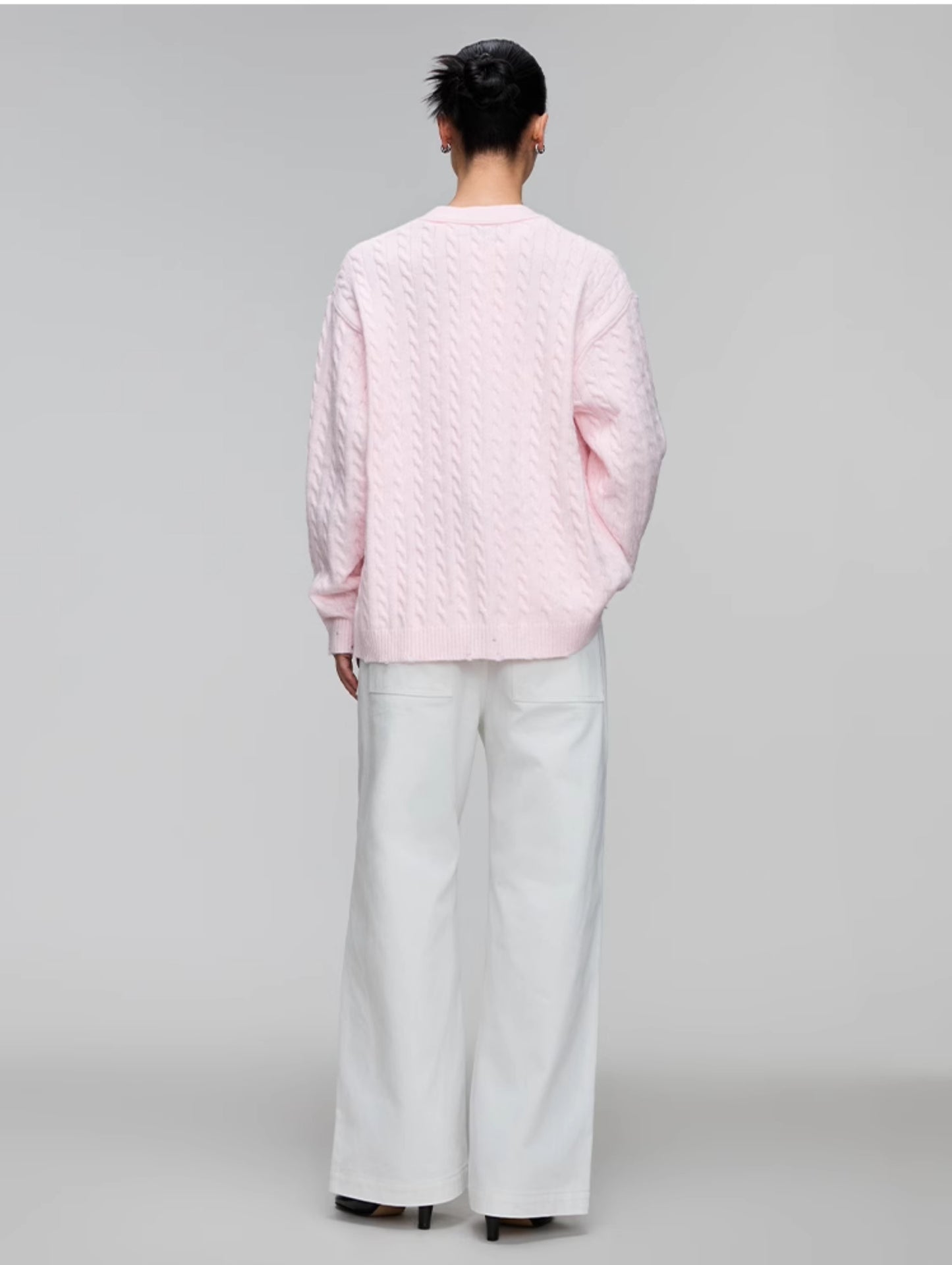 Patch pockets Wide leg casual pants