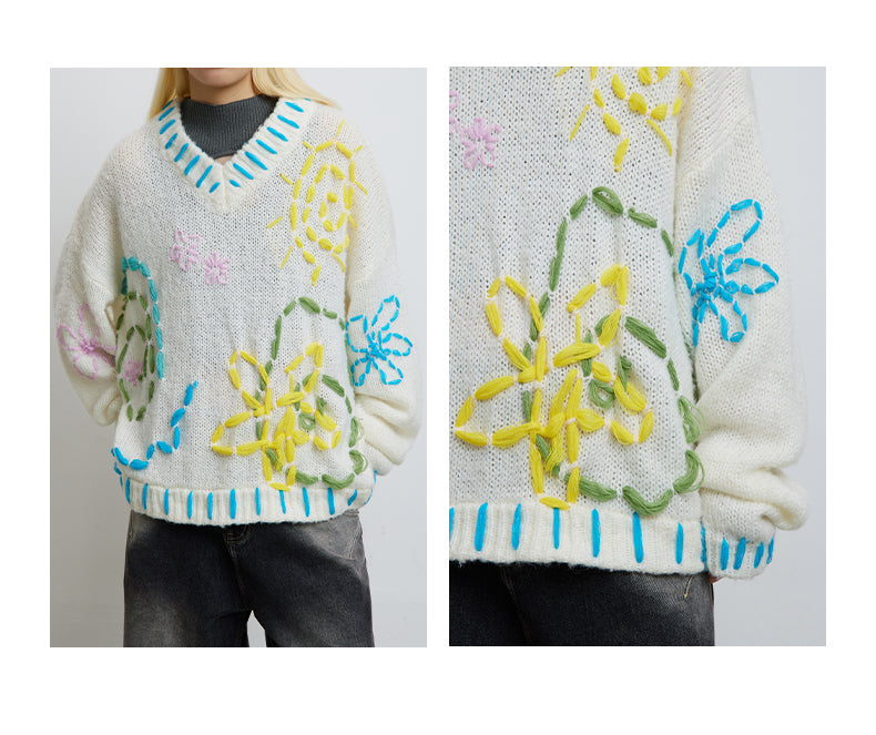 Line drawing handmade sweater