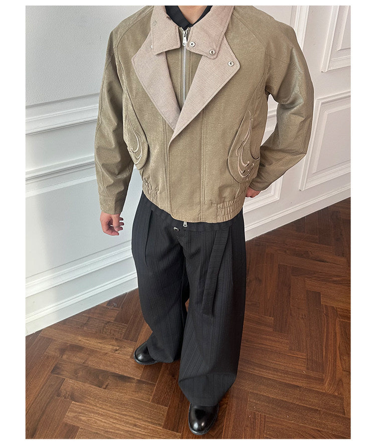 Faux Two-Piece Embroidered Jacket