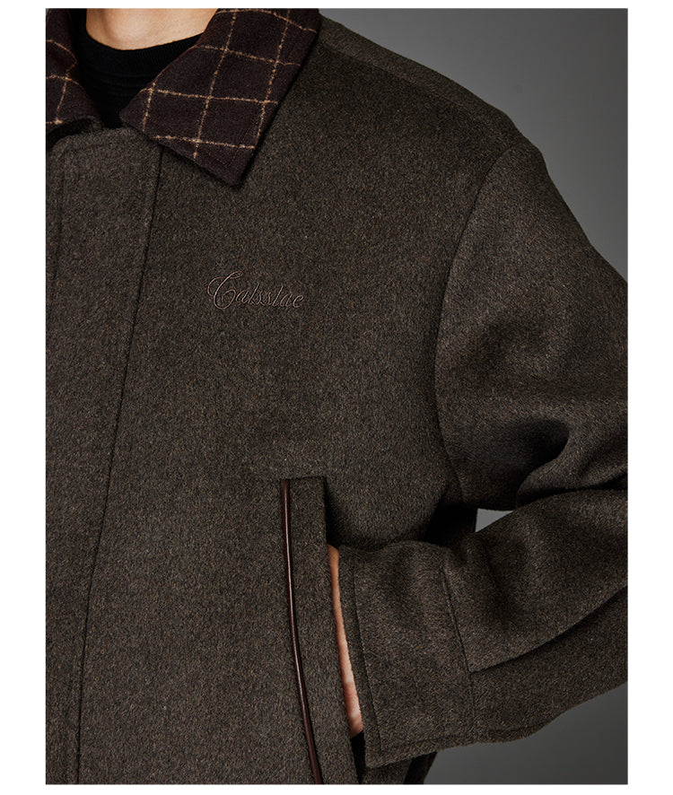 Checkered Wool Lapel Jacket