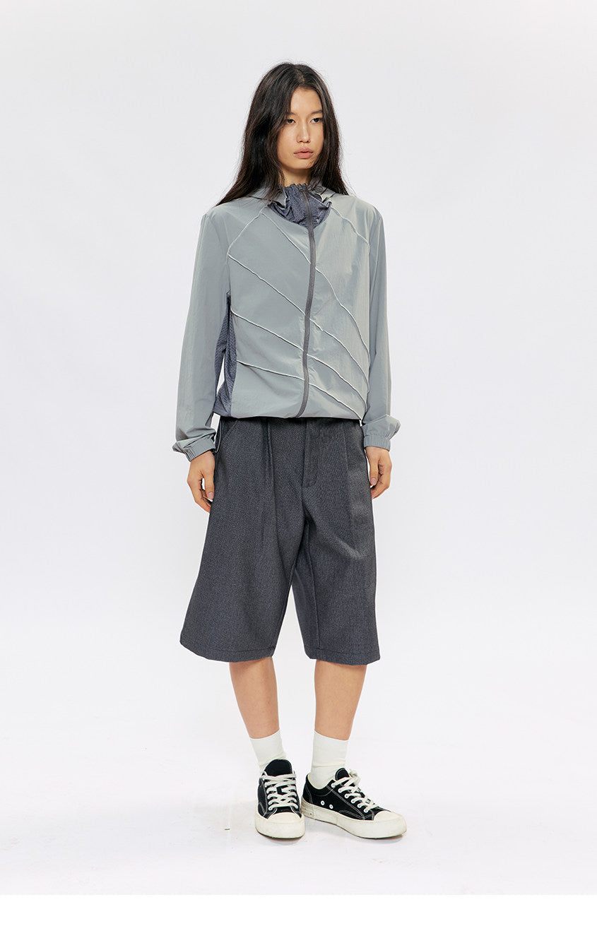 Diagonal-Zip Sunshade Jacket