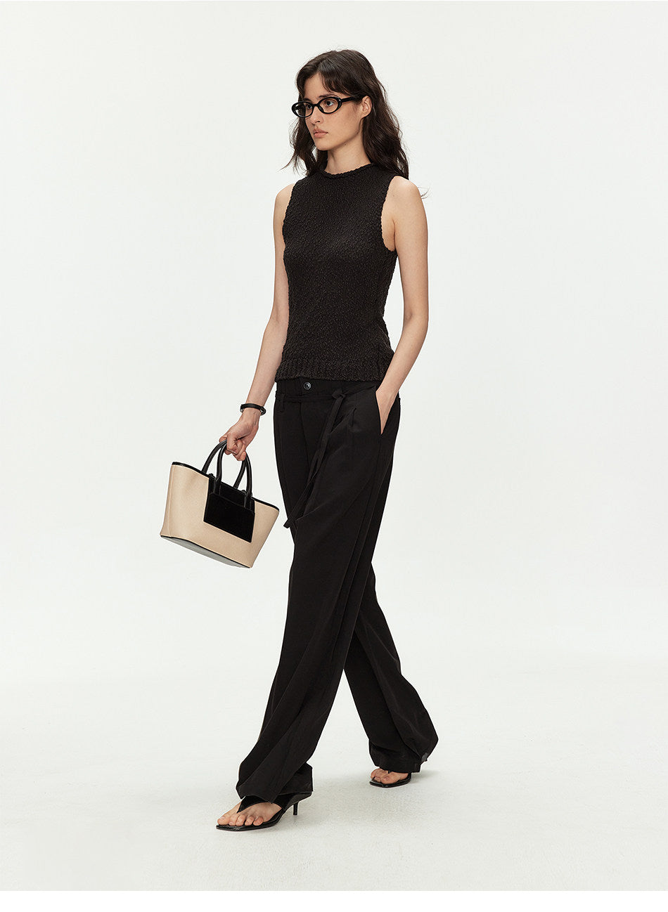Casual Pants with Double-Pleat Design