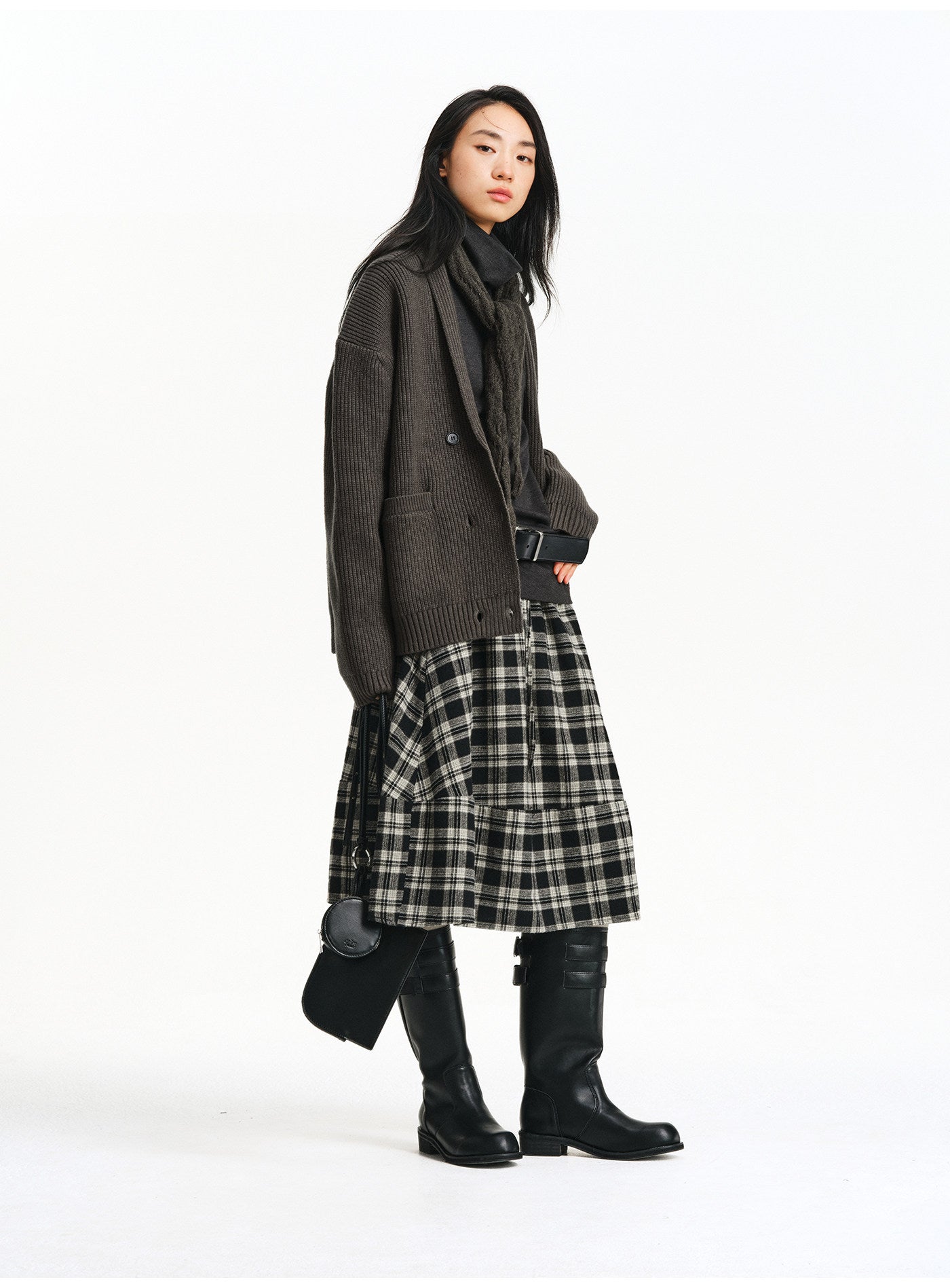 Shawl Collar Double-Breasted Cardigan