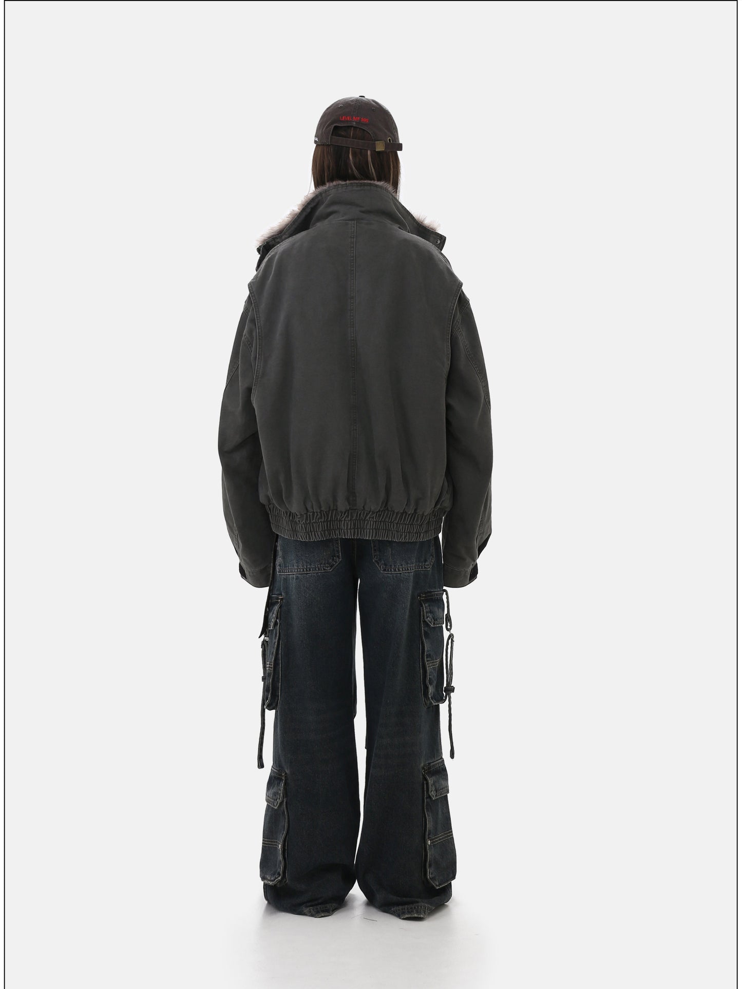 Detachable fur collar jacket