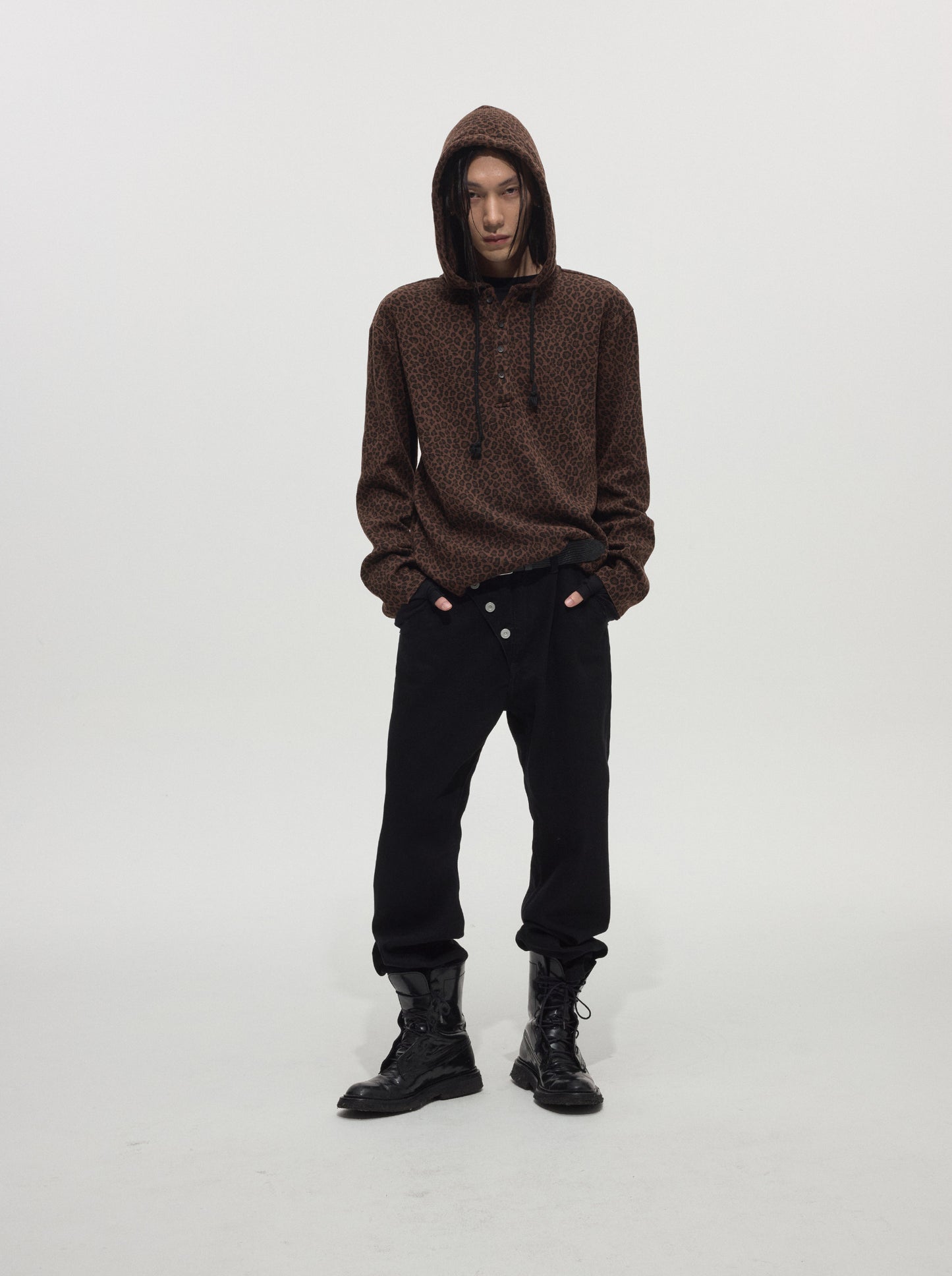 Leopard-Print Waffle Hoodie