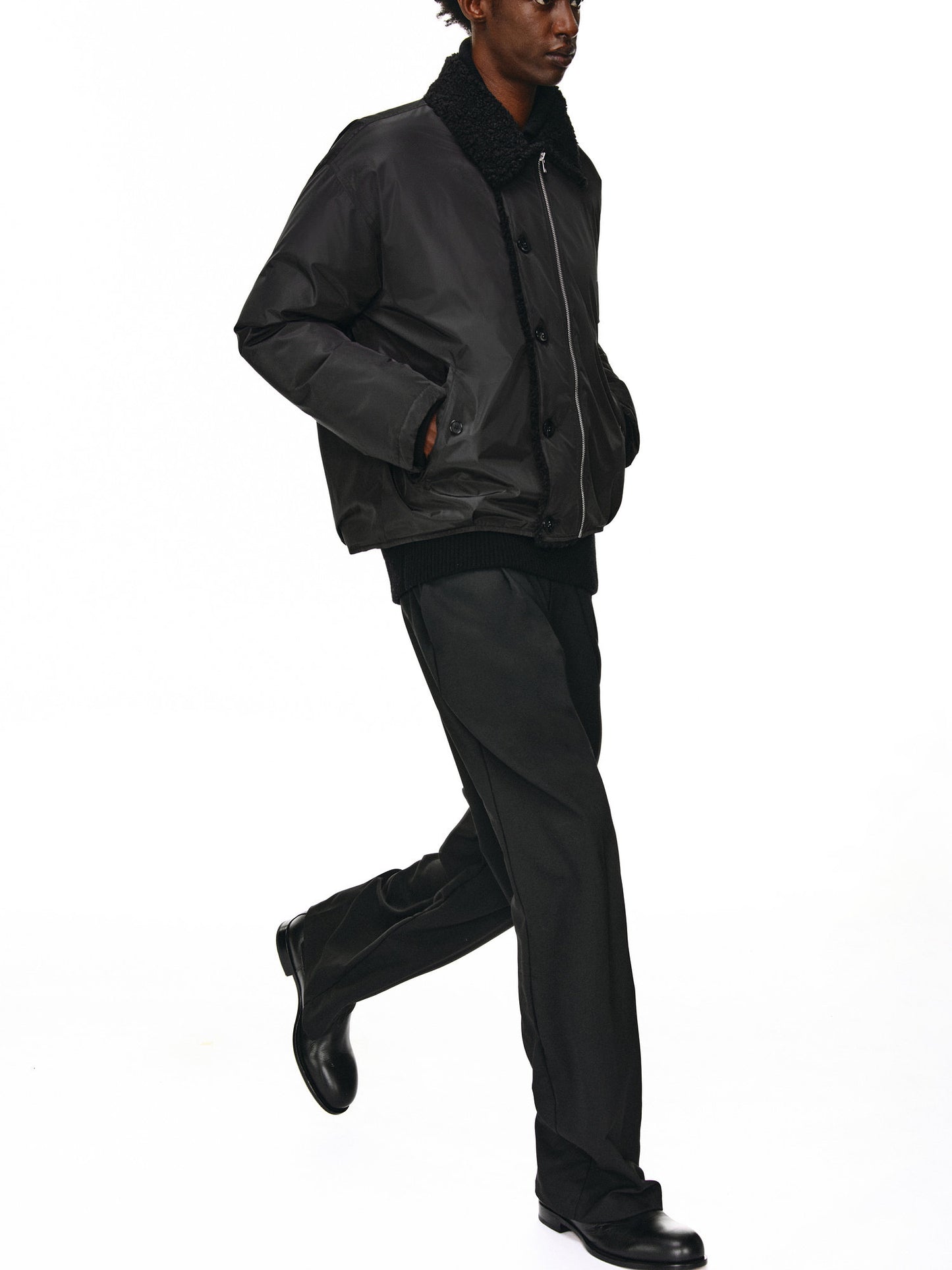 Down jacket with fur collar