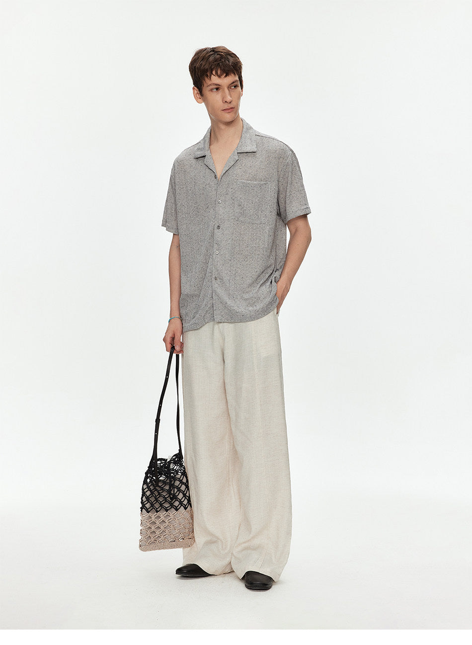 Cuban-Collar Sheer Shirt