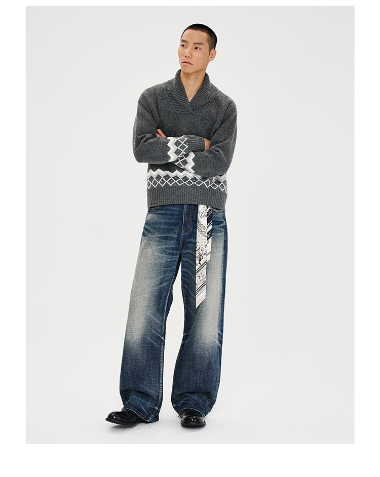 Embroidered Washed Jeans