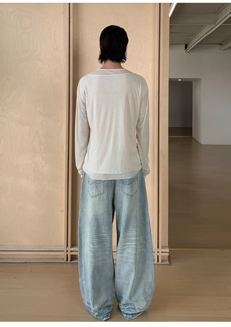 Double collar design T-shirt