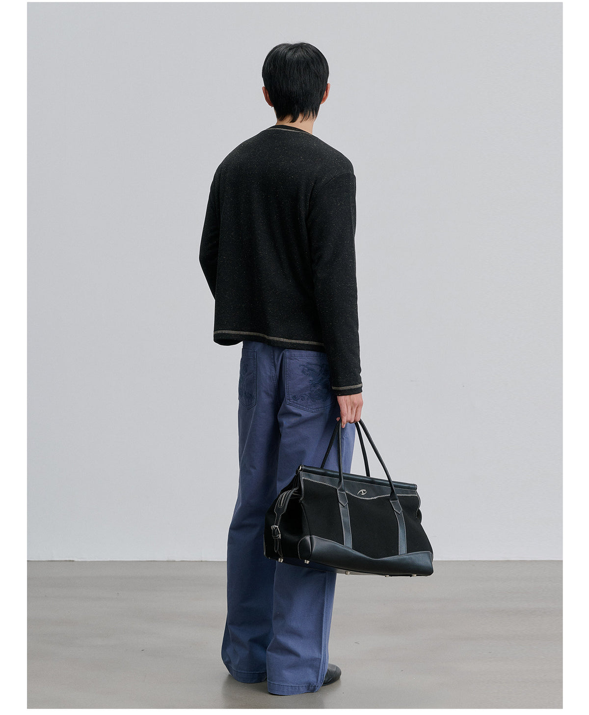 Linen-Striped Henley-Neck T-Shirt