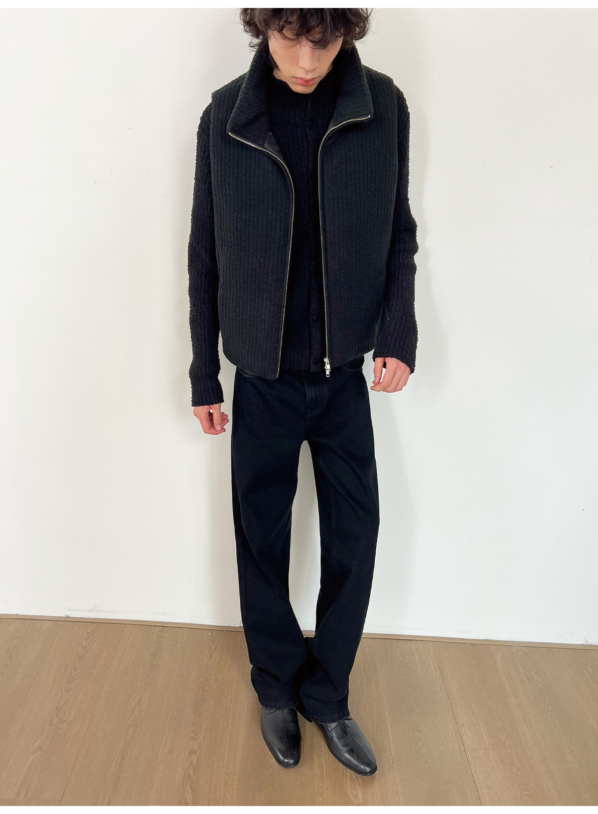Patchwork Leather Slim-Fit Jeans