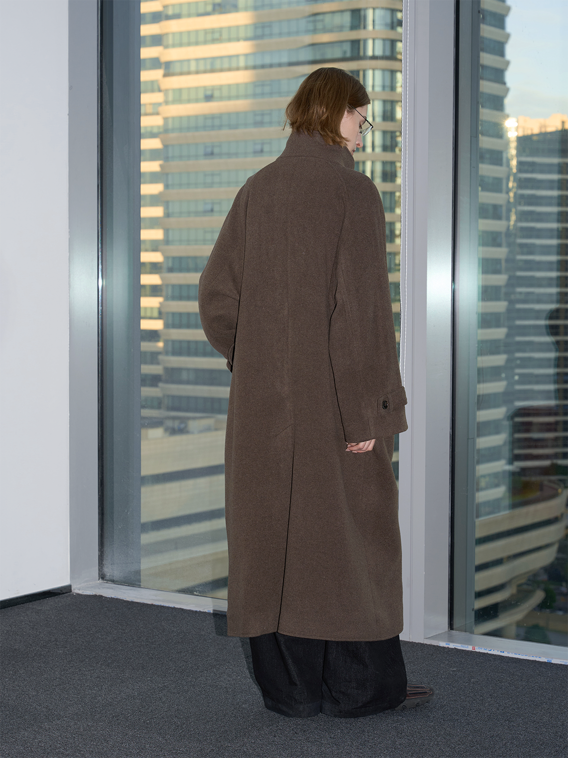Stand Collar Wool Coat