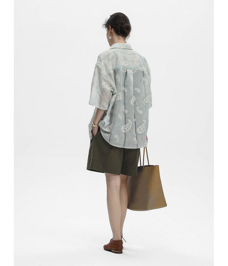 Linen-Blend Sheer Shirt
