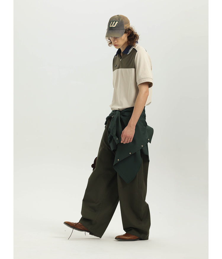 College contrast color stitch polo shirt