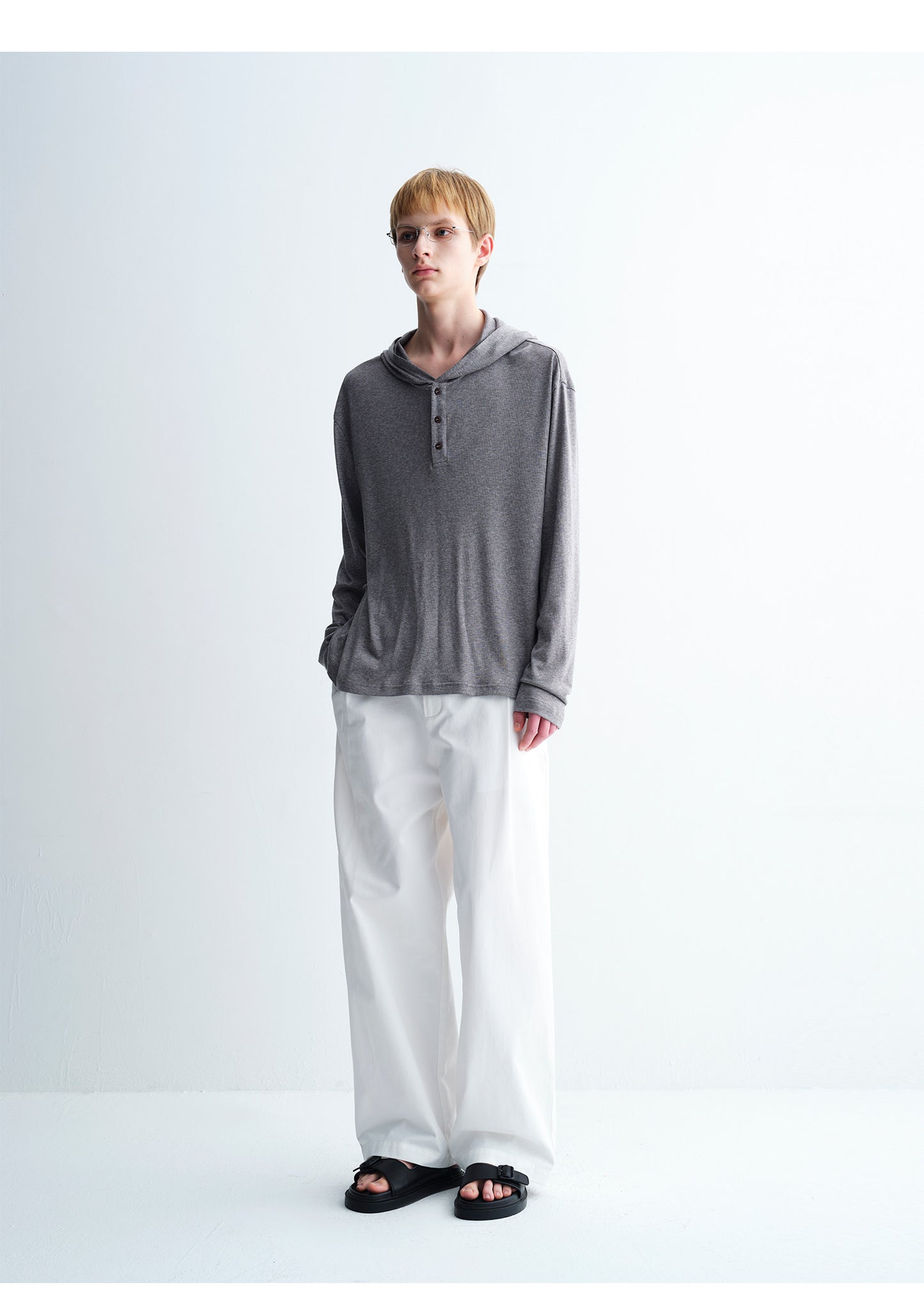 Cotton Textured Wide-Leg Pants