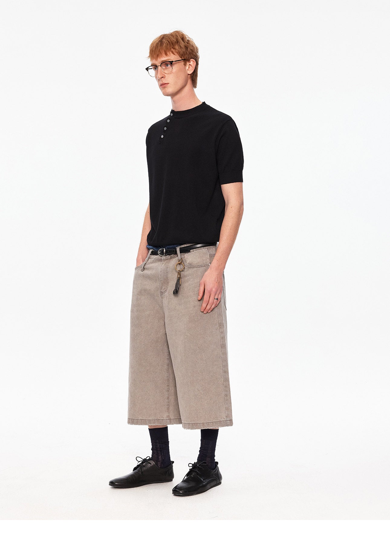 Crossover Henley-neck knit