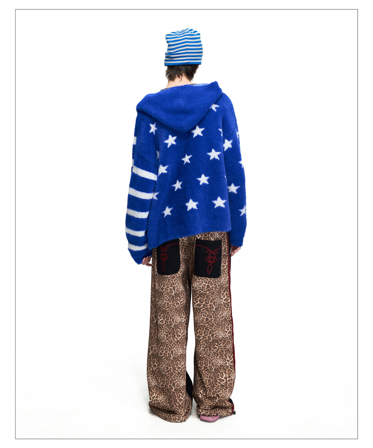 Star-Print Hooded Cardigan