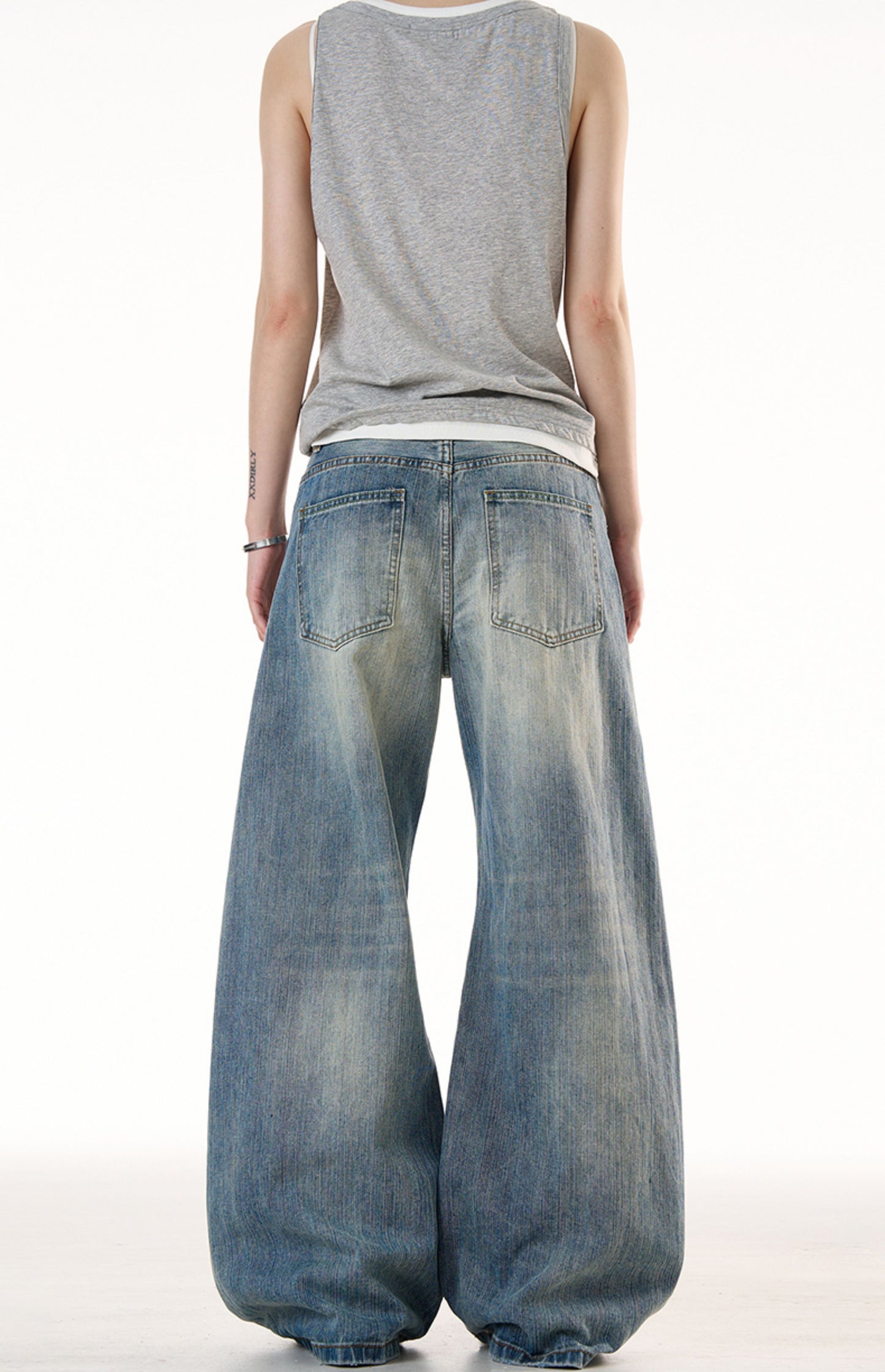 Retro style damaged bamboo jeans