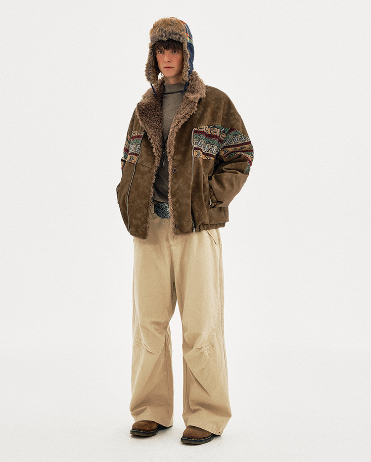 Faux Suede Embroidered Jacket