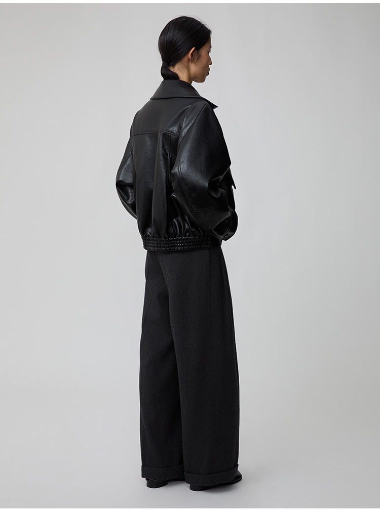 Adjustable Waist Pleated Casual Pants