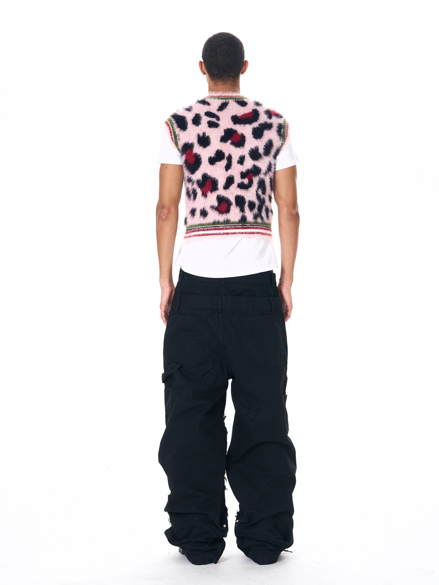 Leopard Print Faux Fur Knit Vest