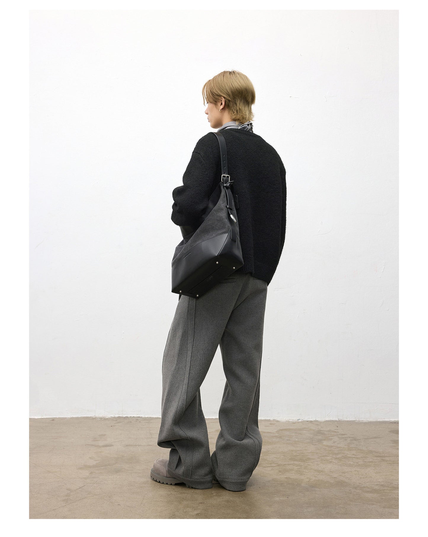 Leather Patchwork Washed Shoulder Bag