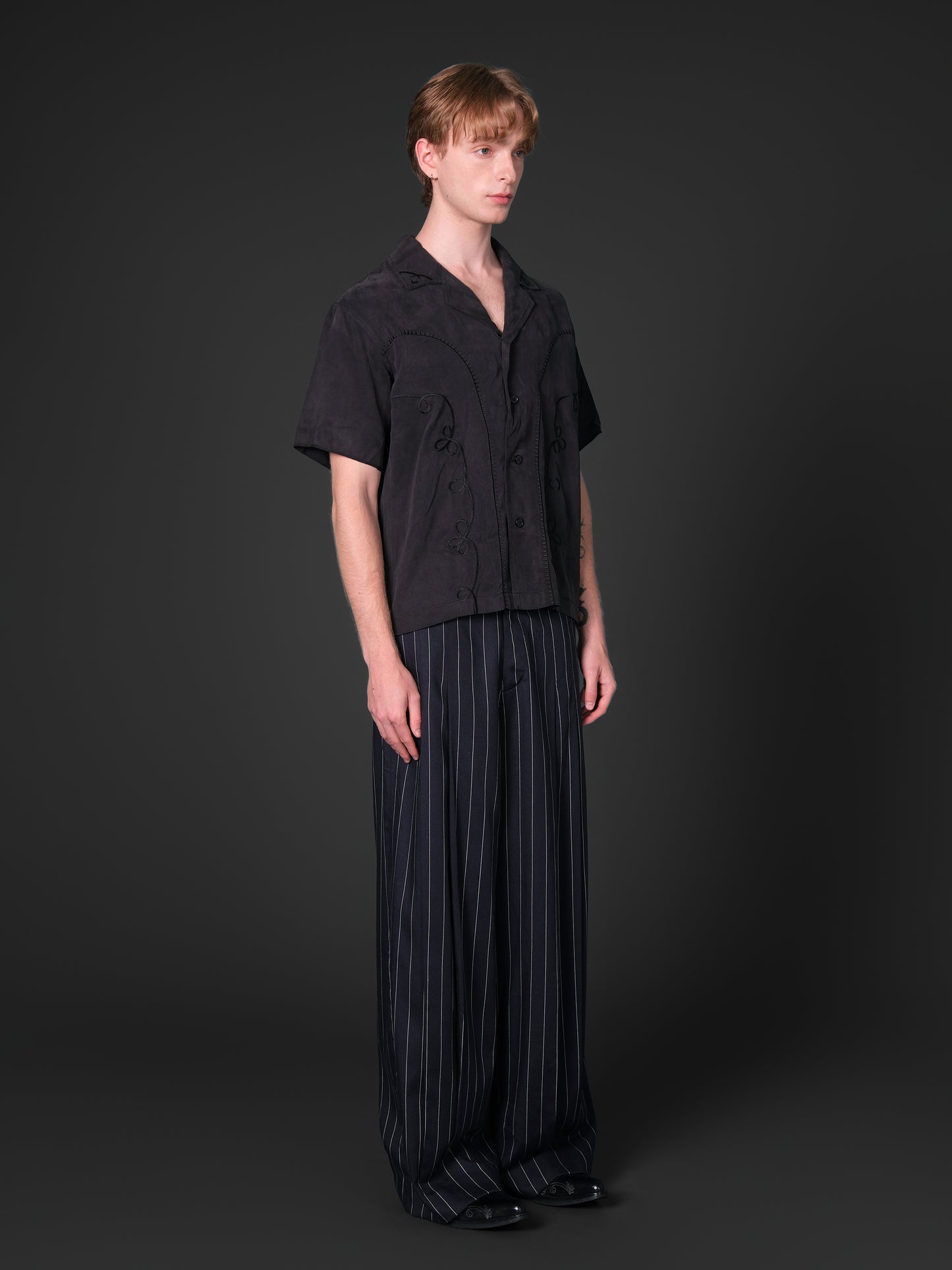 Striped casual wide leg pants