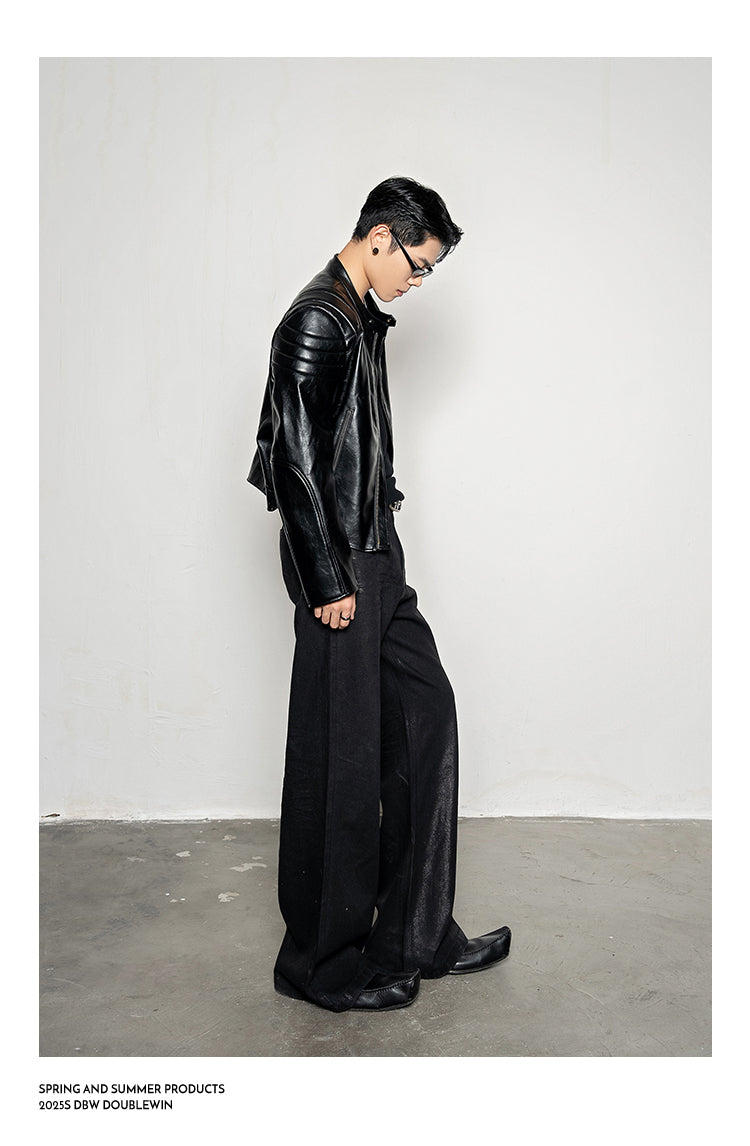 Pleated Silhouette Rider Jacket