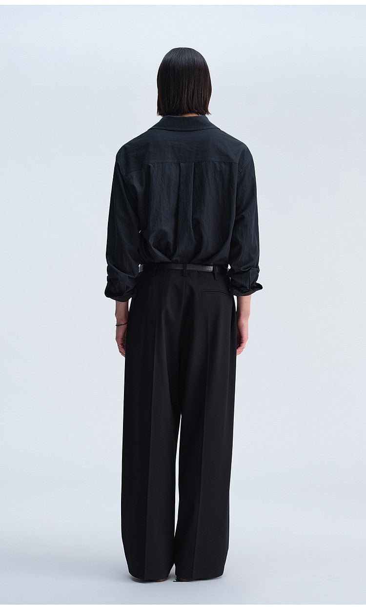 Vintage-Cut Drape Blend Casual Pants