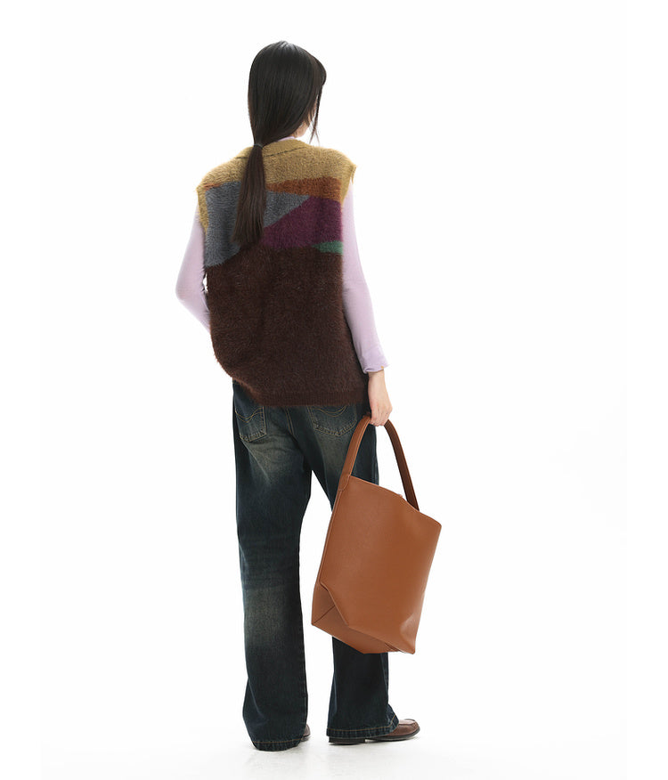 Multicolor Zipper Knit Vest