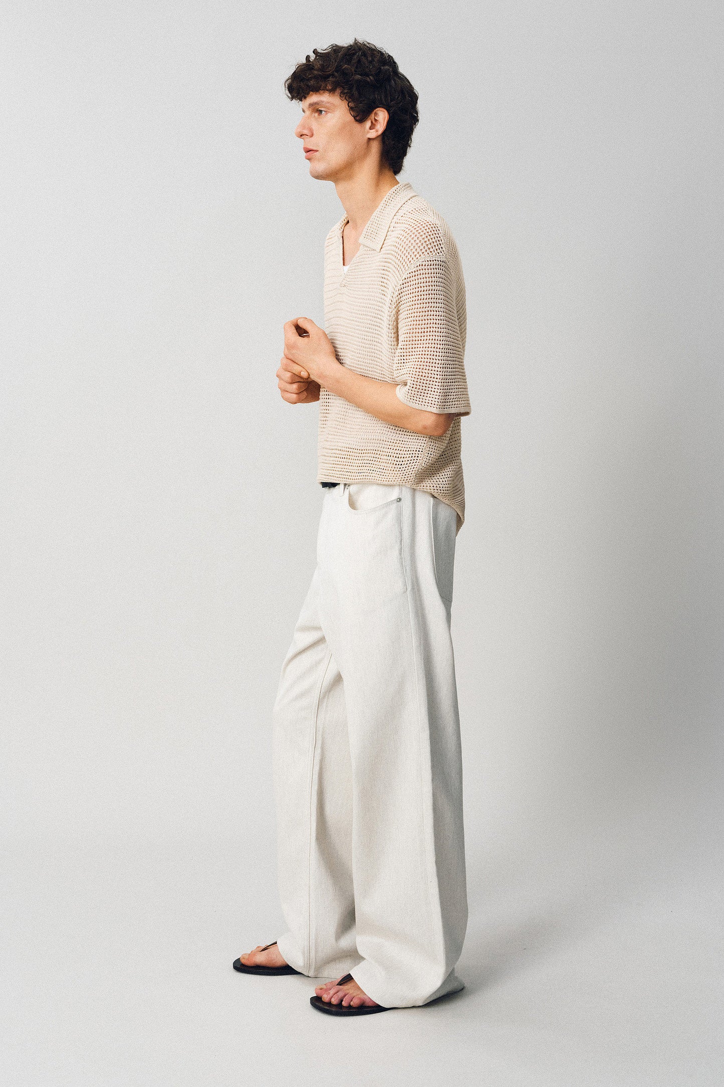Hollow-knit Polo Shirt