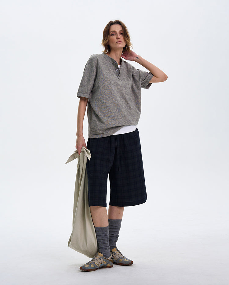 High-end Henry collar T-shirt