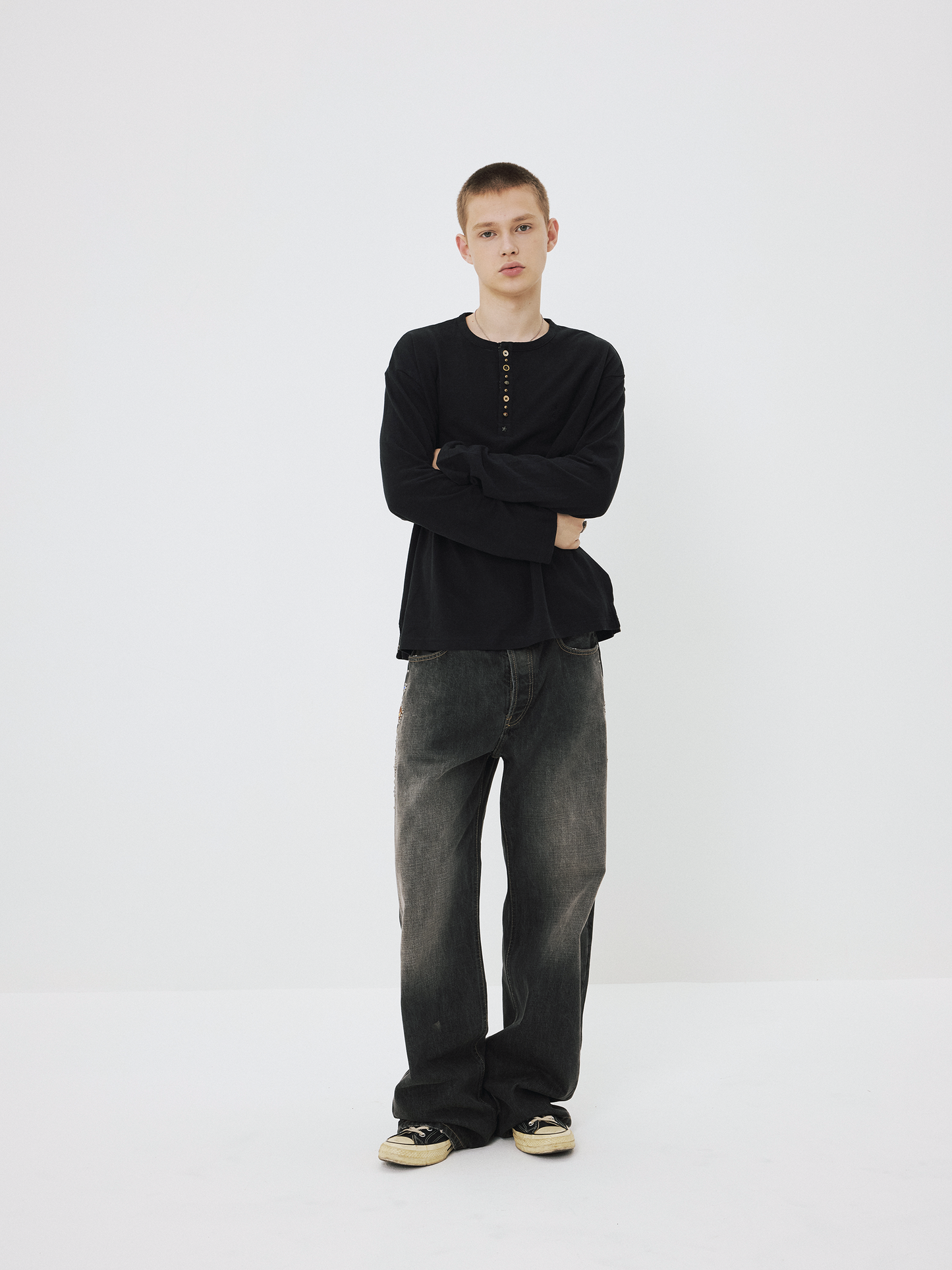 Patchwork Button T-shirt