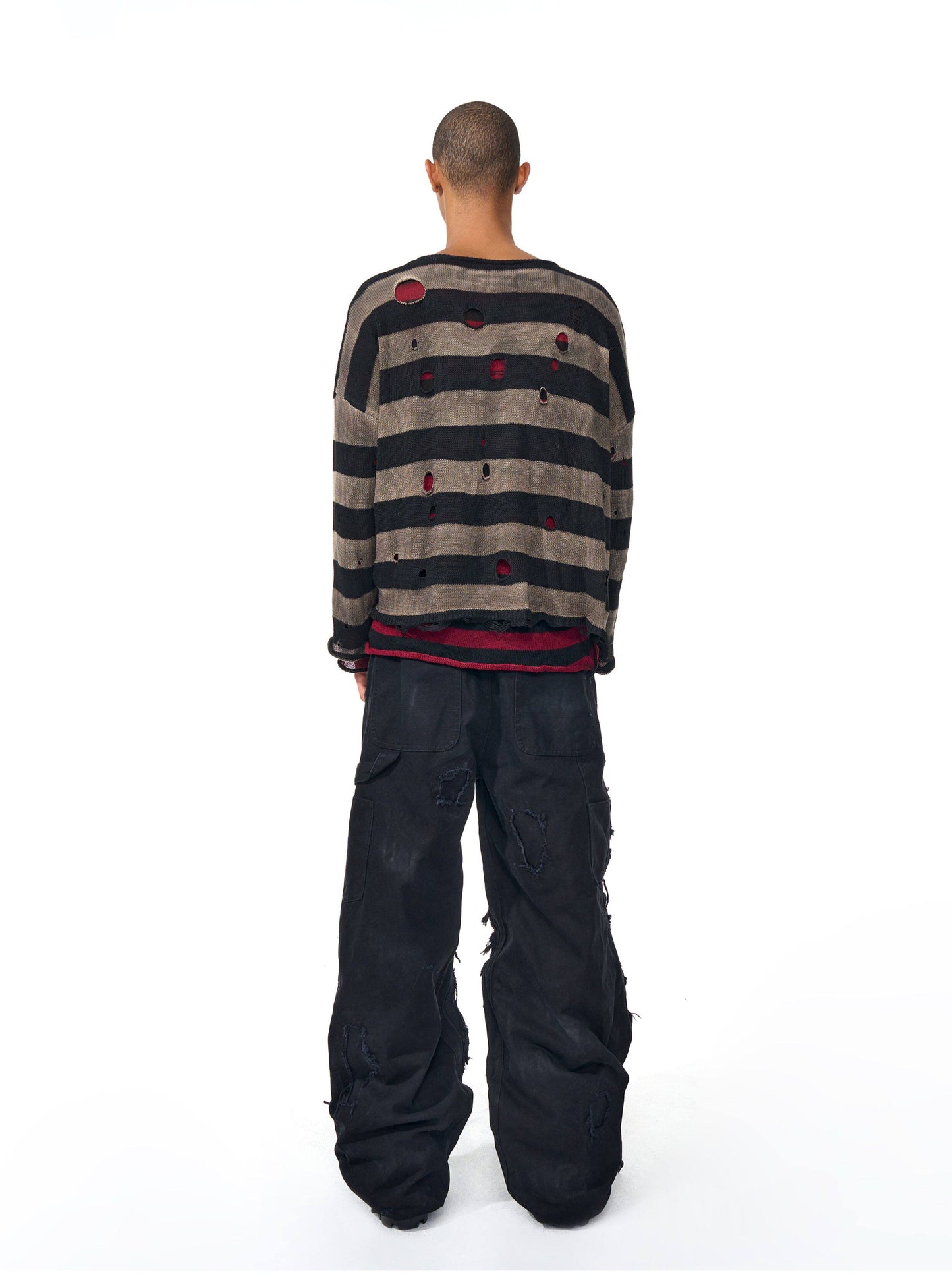 Distressed finish washed knit