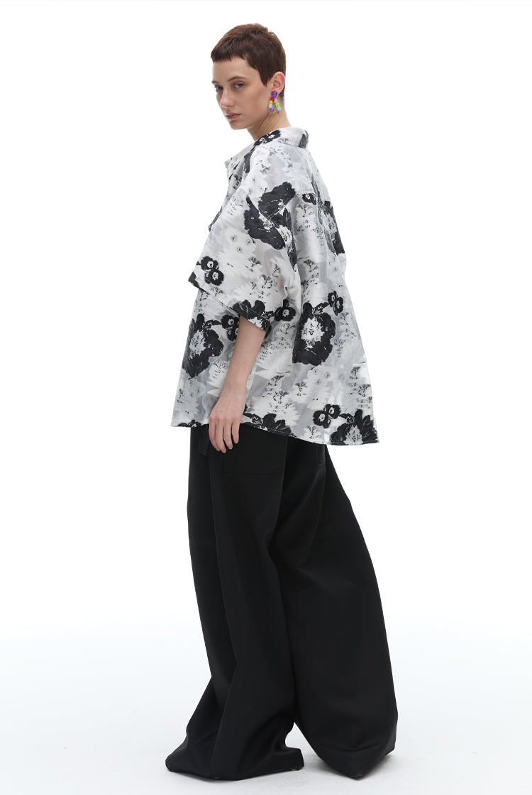 Retro Floral Pattern Casual Shirt