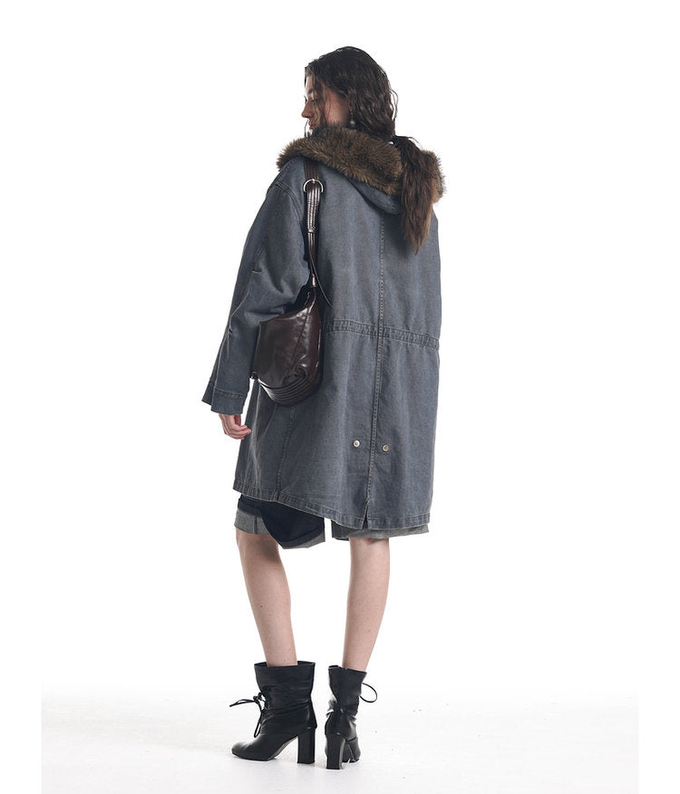 Damage-Washed Hooded Jacket