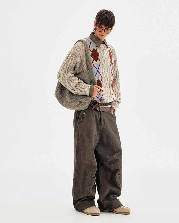 Retro-Style Cable-Knit Sweater