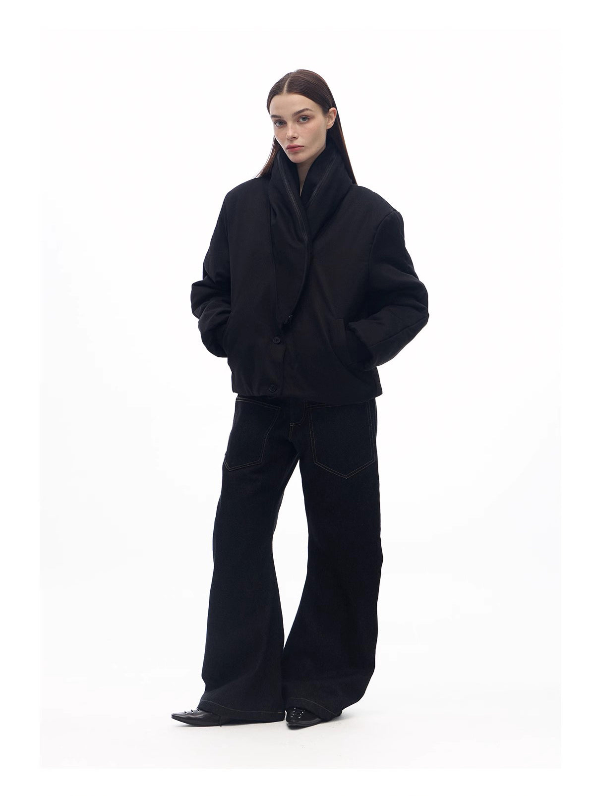 Draped Mink Fur Thick Cotton Jacket