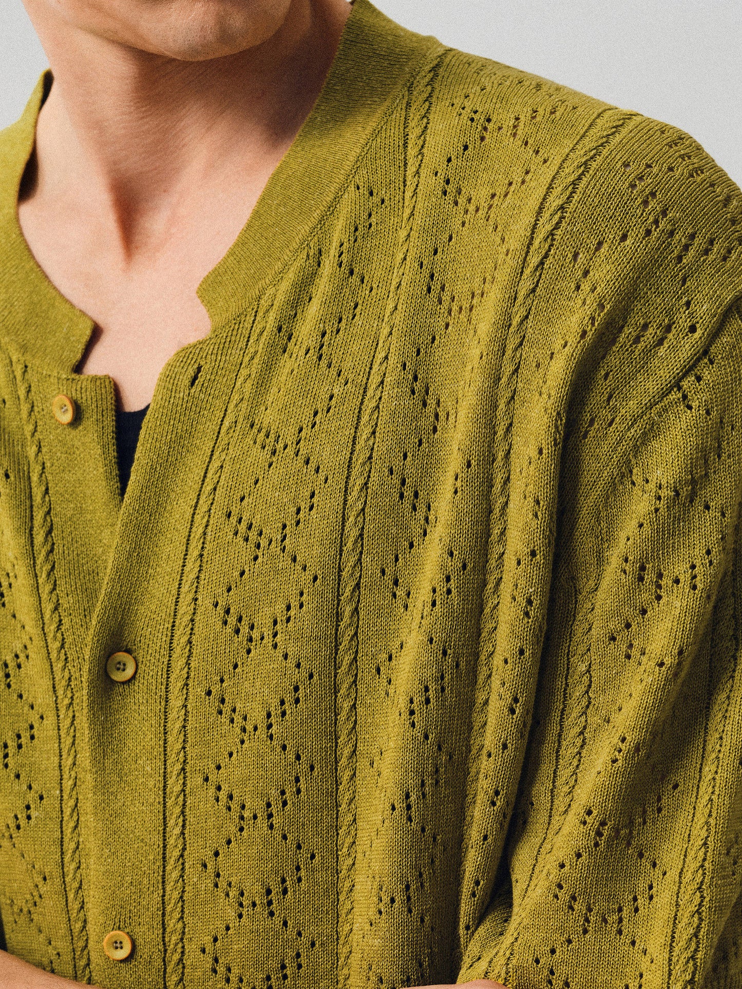 Openwork Linen Knit Shirt
