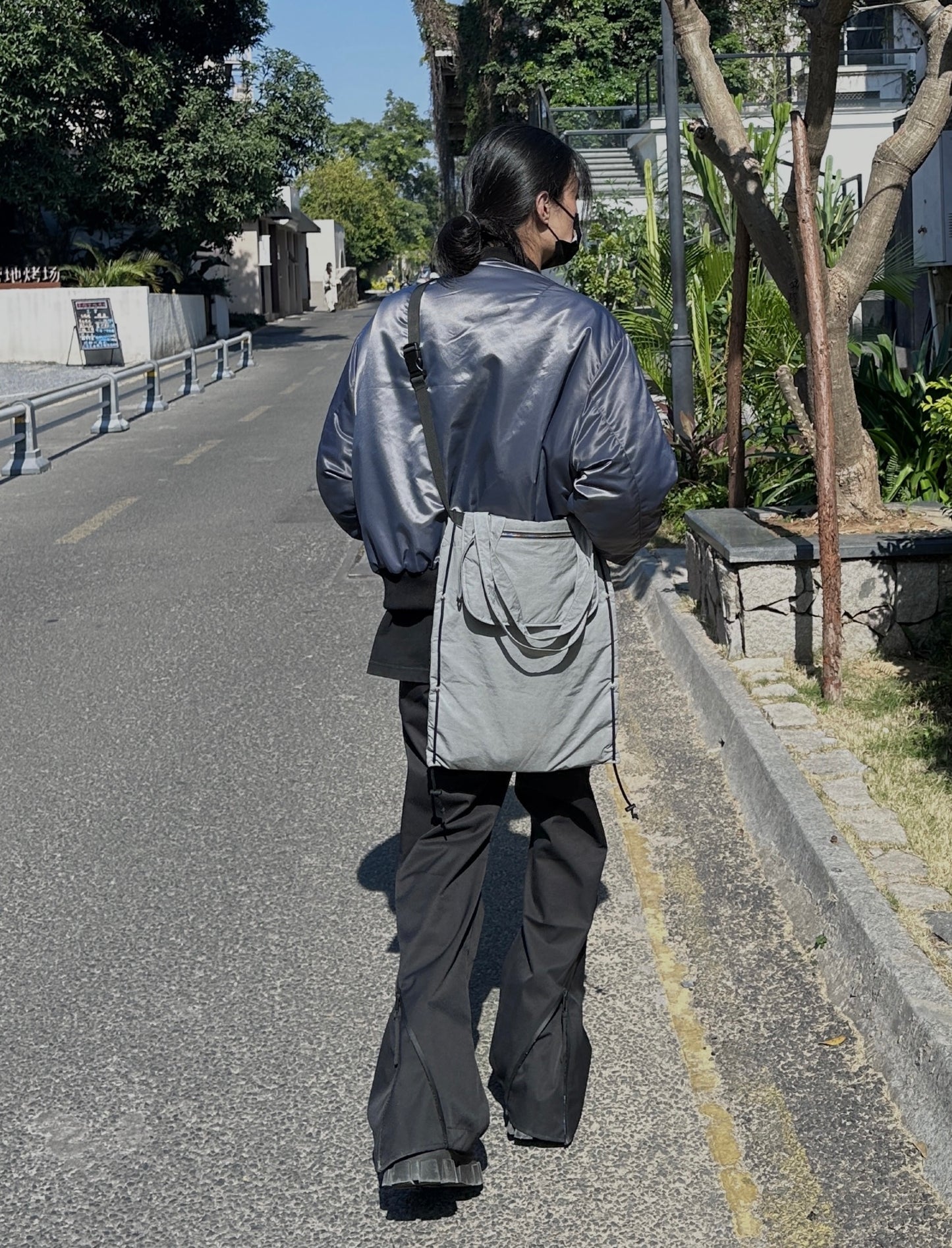 Nylon Satin Quilted Reversible Jacket